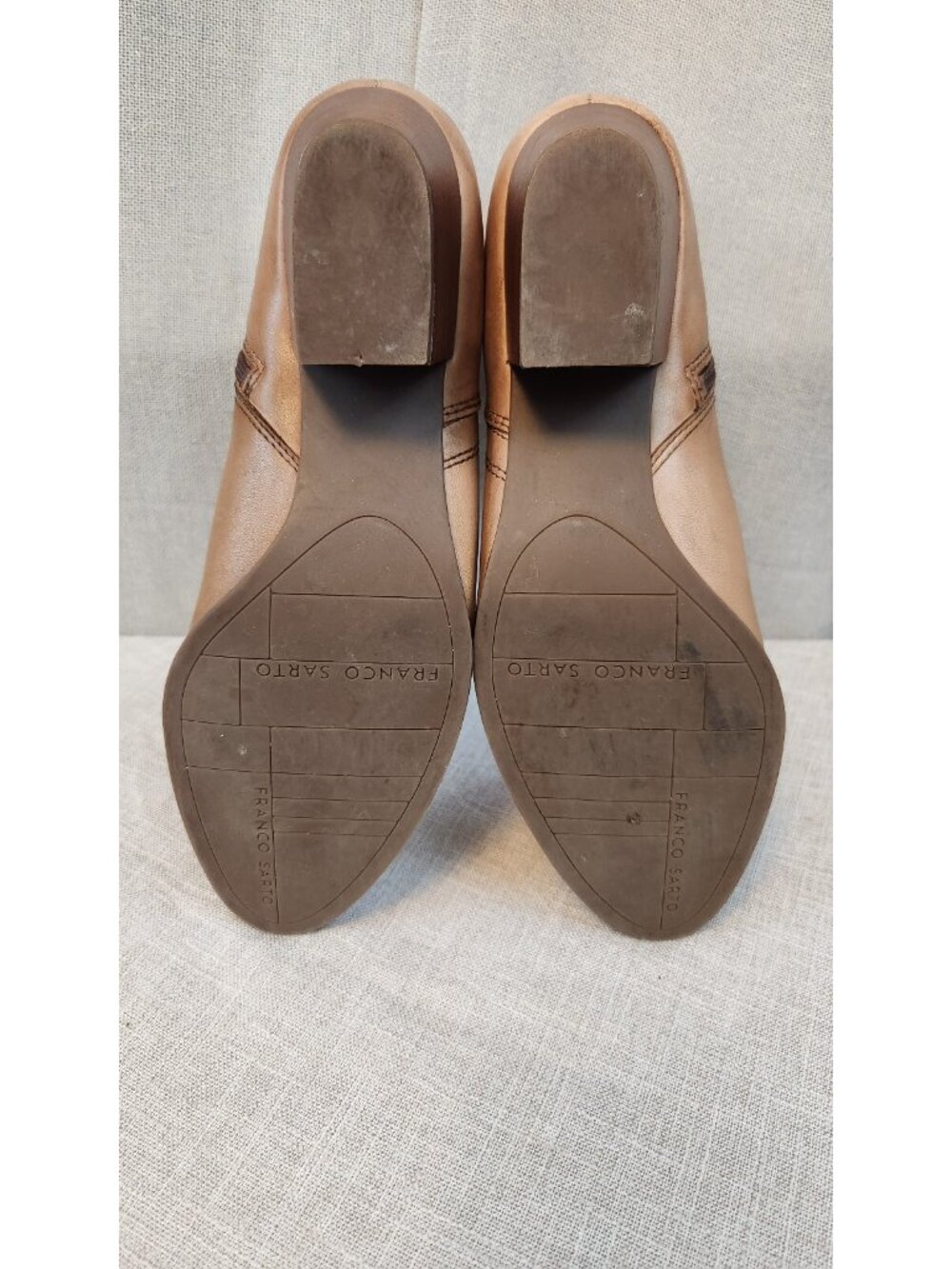 Franco Sarto Womens 9.5 M Solid Brown Leather Taper Block Heel Zip Bootie - Picture 7 of 7